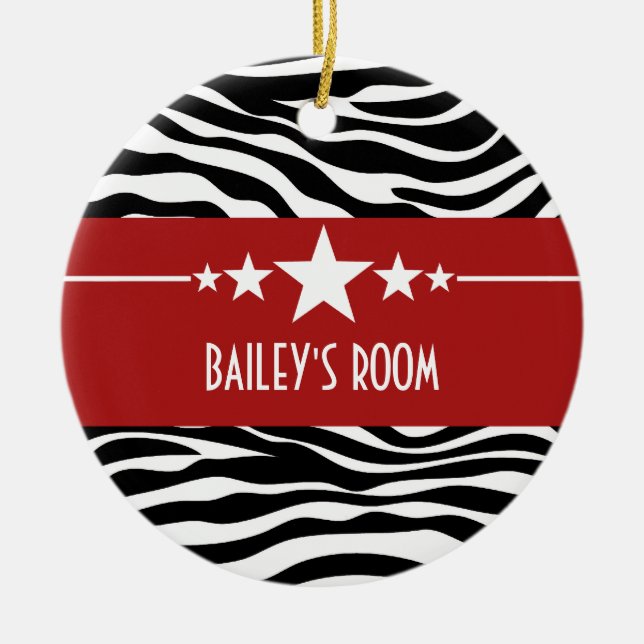 Red Sassy Star Zebra Ornament (Vorne)