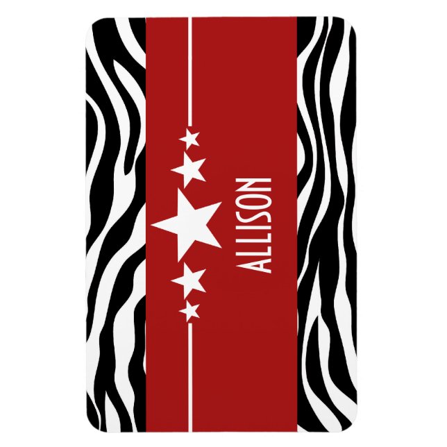 Red Sassy Star Zebra Premium Magnet (Vertikal)