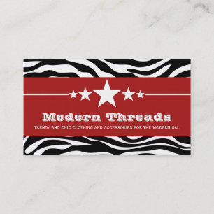 Red Sassy Star Zebra Print Business Card Visitenkarte