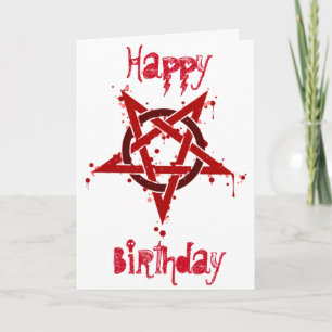 Red Satanic Gepunktet Pentagramm Geburtstag Karte