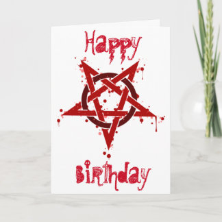 Red Satanic Gepunktet Pentagramm Geburtstag Karte