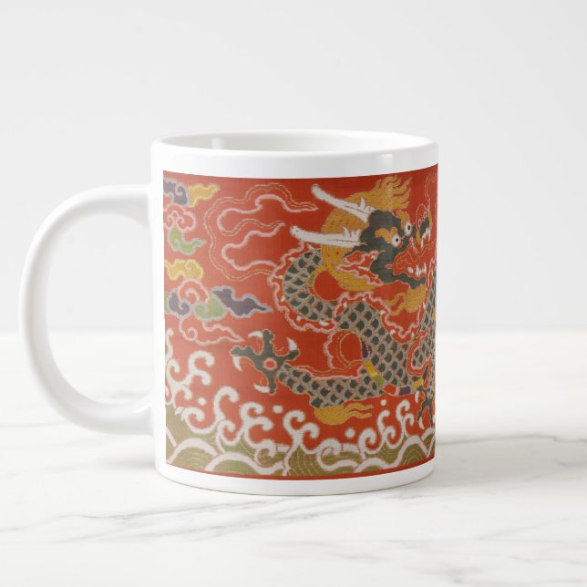 Red Satin Brocade mit Cloud-chinesischem Drachen Jumbo-Tasse (Links)