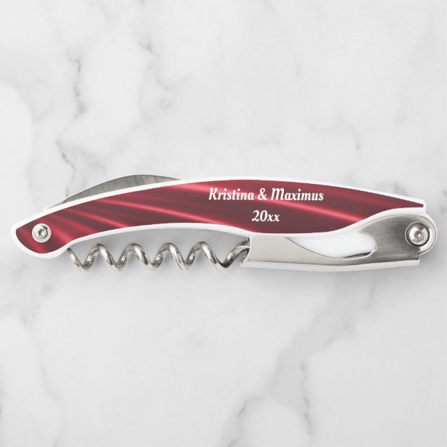 RED SATIN CUSTOMIZABLE CORKSCREW KELLNERMESSER (Rückseite)