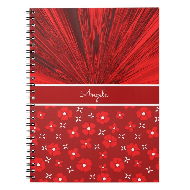 Red Satin in Blume Personalisiert Journal Notizblock (Vorderseite)
