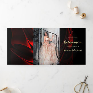 Red Satin Quinceanera Party Einladung