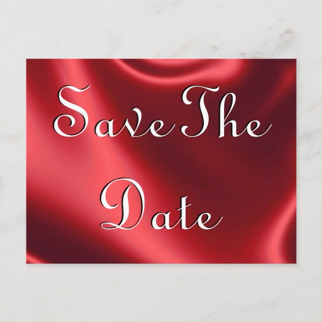Red Satin Save the Date Postkarten (Vorderseite)
