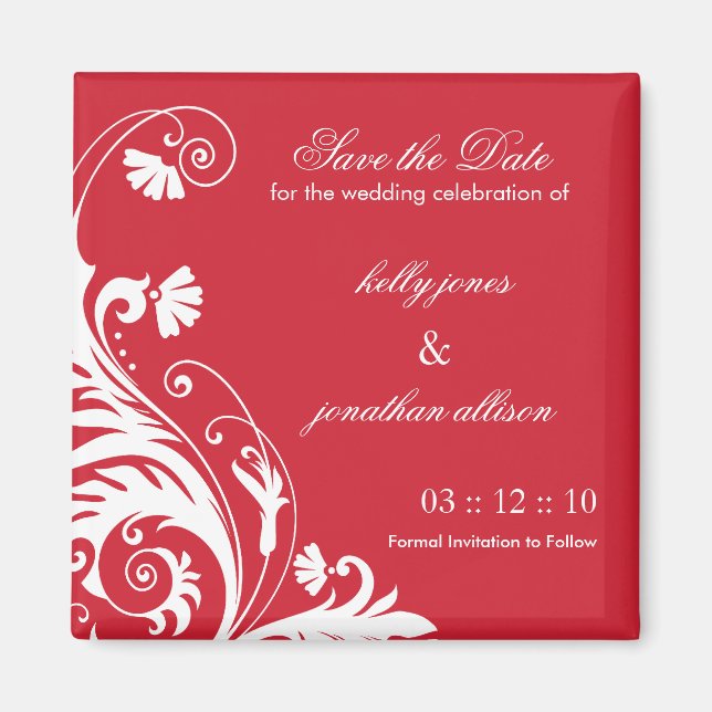 Red Save the Date Wedding Magnet (Vorne)