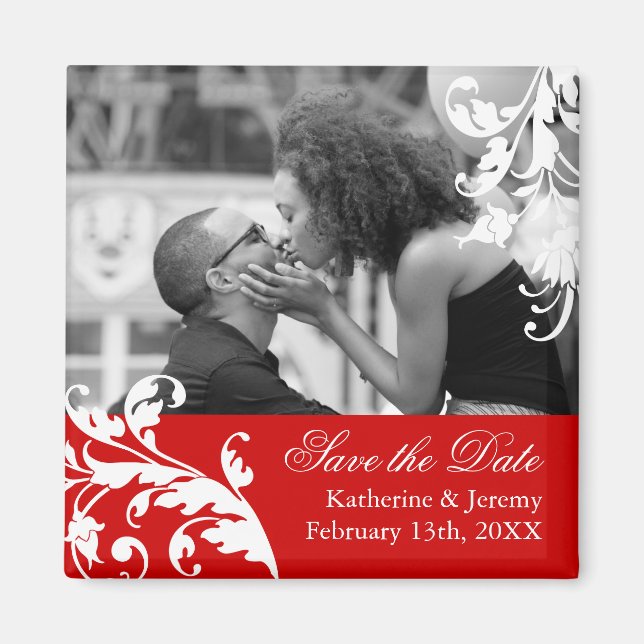 Red Save the Date Wedding Magnet (Vorne)