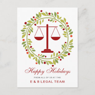 Red Scale Holly Wreath Simple Attorney Weihnachten