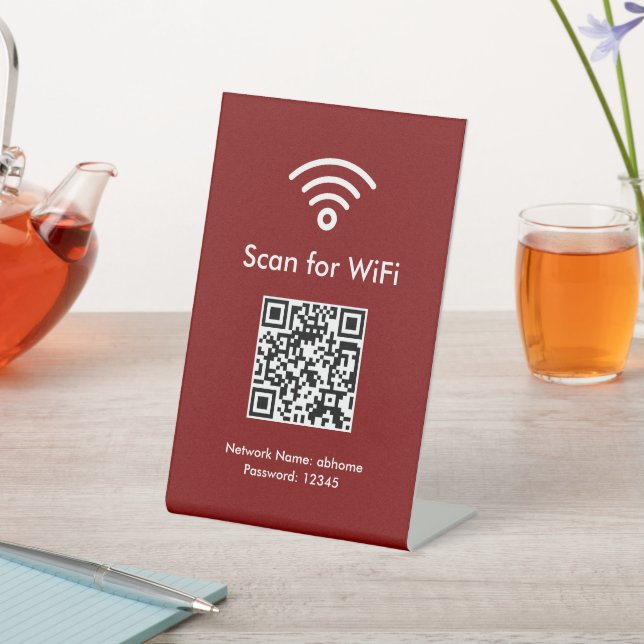 Red Scan for WiFi Custom QR code Beruflich Sockelschild (In SItu)