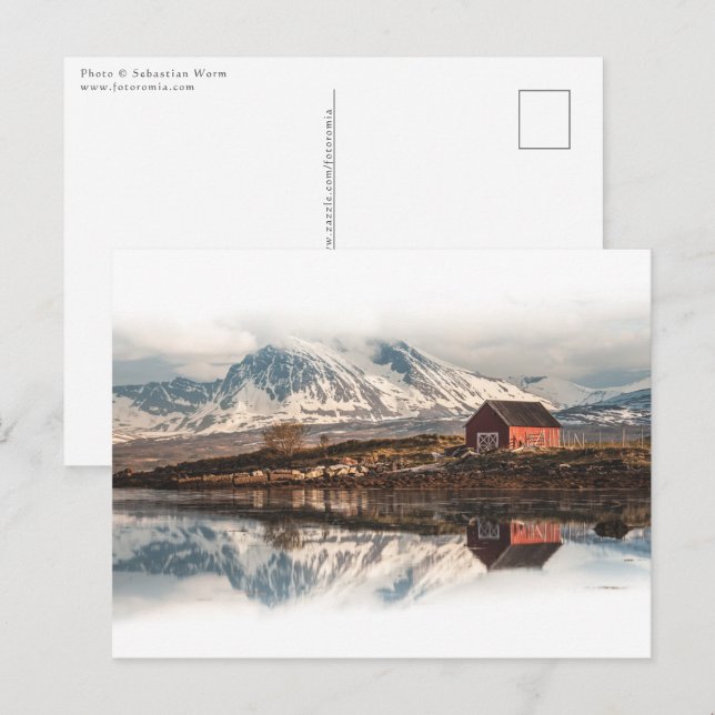 Red Scandinavian Boat House Postkarte (Vorne/Hinten)