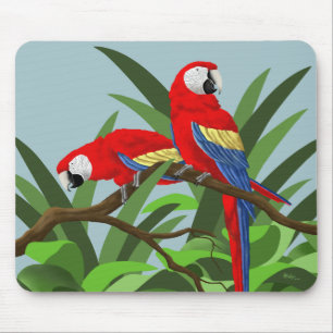 Red Scarlet Macaw Parrot Mousepads