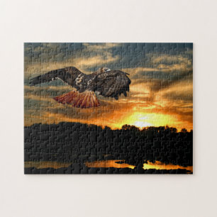 Red Schwanz Hawk bei Sunset Puzzle