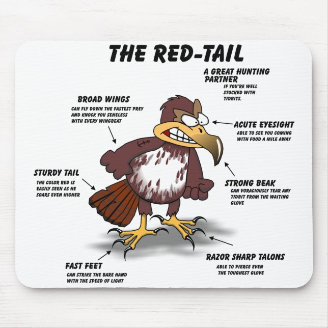 Red-Schwanz Hawk Cartoon Mousepad (Vorne)