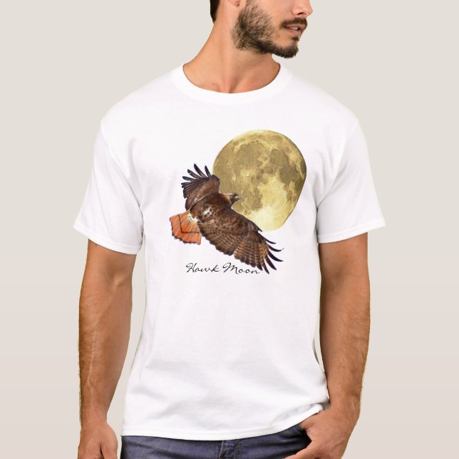 Red Schwanz Hawk & Full Moon Wildlife Shirt (Vorderseite)