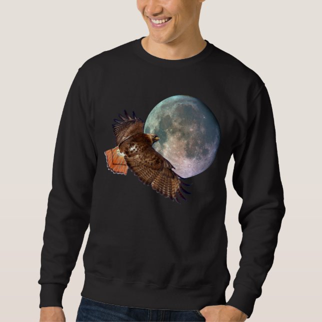 Red Schwanz Hawk & Full Moon Wildlife Shirt (Vorderseite)