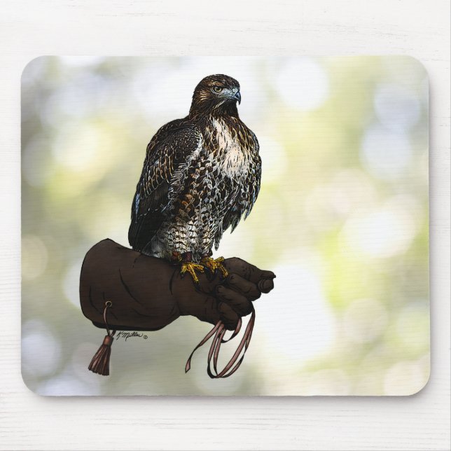 Red-Schwanz Hawk on Glove Mousepad (Vorne)