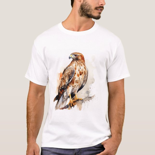 Red Schwanz Hawk Watercolor-Design T-Shirt (Vorderseite)
