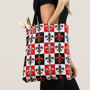 Red Schwarz-weiß Checkered Fleur-de-lis-Design