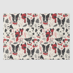 Red Schwarz-weiß Christmas Dogs Theme Pattern Seidenpapier
