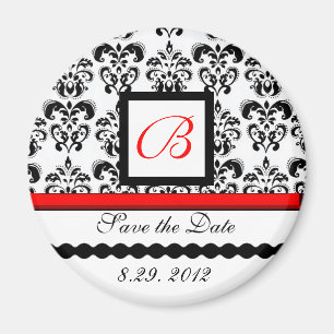 RED SCHWARZ-WEISS DAMASK MONOGRAM, MAGNET