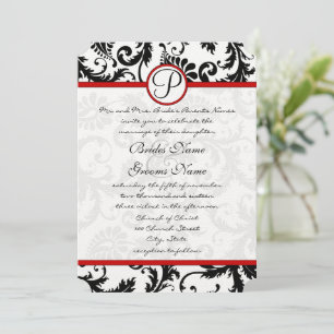 Red Schwarz-weiß Damask Swirf RSVP Cards Einladung