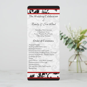 Red Schwarz-weiß Damask Swirl Wedding Program Programm
