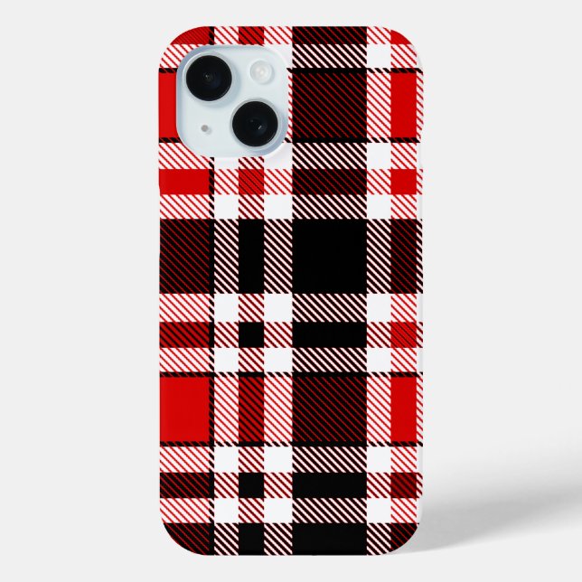 Red Schwarz-weiß Flannel Tartan Muster Case-Mate iPhone Hülle (Rückseite)