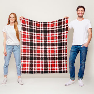 Red Schwarz-weiß Flannel Tartan Muster Fleecedecke