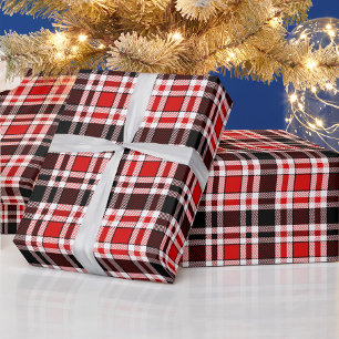 Red Schwarz-weiß Flannel Tartan Muster Geschenkpapier