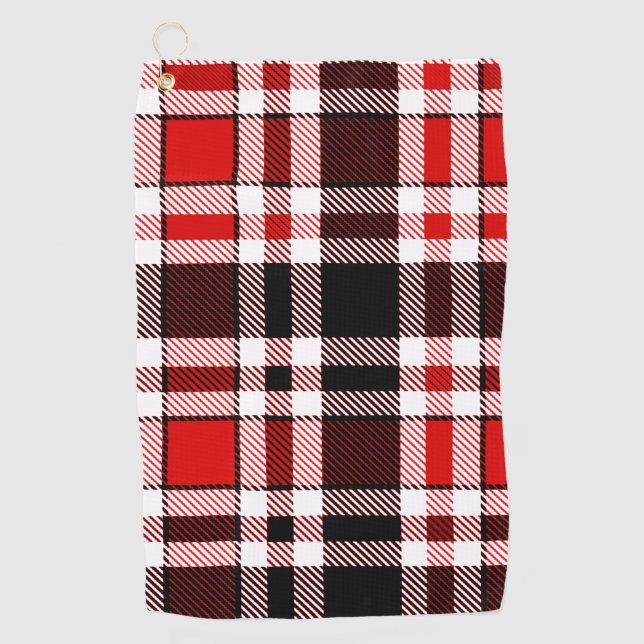 Red Schwarz-weiß Flannel Tartan Muster Golfhandtuch (Vorderseite)