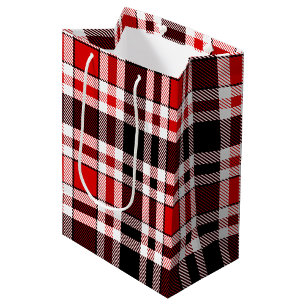 Red Schwarz-weiß Flannel Tartan Muster Mittlere Geschenktüte