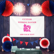 Red Schwarz-weiß Floral Custom Banner | Geburtstag