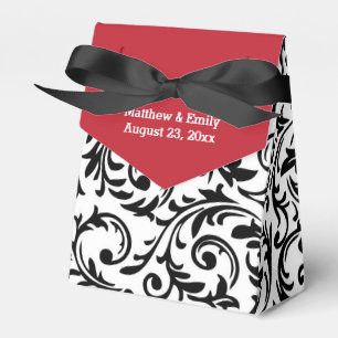 Red Schwarz-weiß Floral Damask Wedding Favor Box Geschenkschachtel