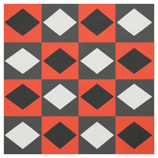 Red Schwarz-weiß Geometric Rhombus Diamond Stoff (Muster)