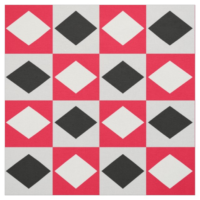 Red Schwarz-weiß Geometric Rhombus Diamond Stoff (Muster)