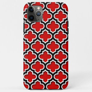 Red Schwarz-weiß marokkanisches Quatrefolienmuster Case-Mate iPhone Hülle