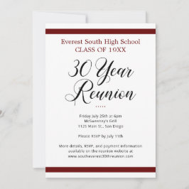 Red Schwarz-weiß Minimalistisch 30 Jahre Wiederseh Einladung