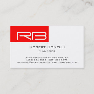 Red Schwarz-weiß Monogram Manager Business Card Visitenkarte