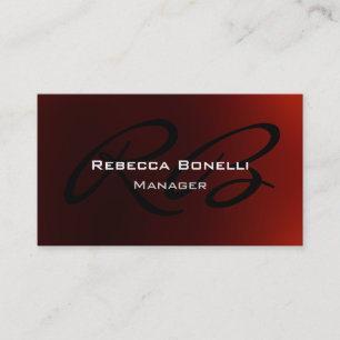 Red Schwarz-weiß Monogram Manager Business Card Visitenkarte