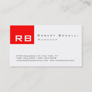 Red Schwarz-weiß Monogram Modern Business Card Visitenkarte