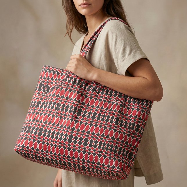 Red Schwarz-weiß Op Art Mosaic Geometric Muster Stoff (Von Creator hochgeladen)