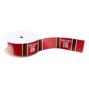 Red Schwarz-weiß Team Jersey Name Satinband