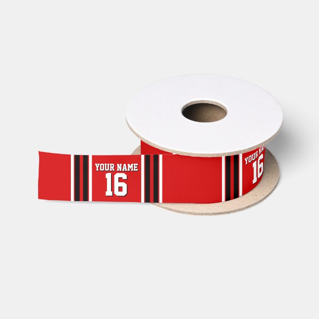 Red Schwarz-weiß Team Jersey Name Satinband (Spule)