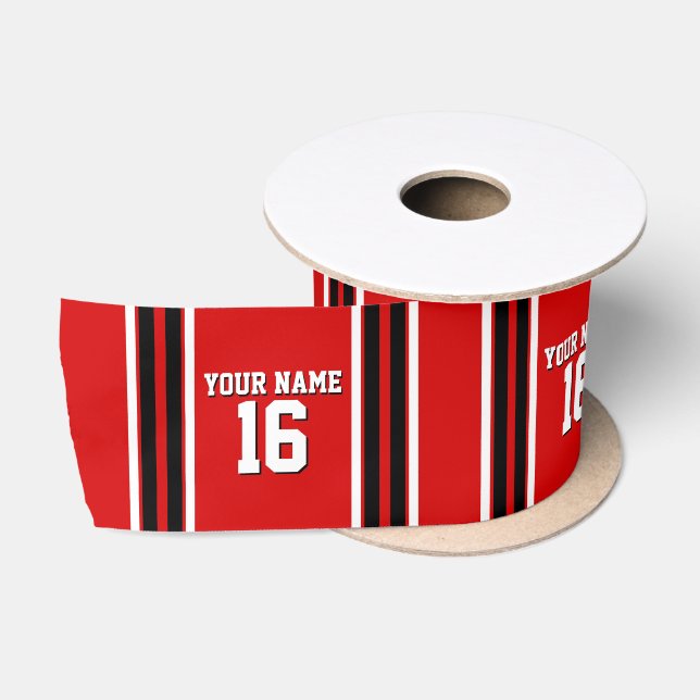 Red Schwarz-weiß Team Jersey Name Satinband (Spule)