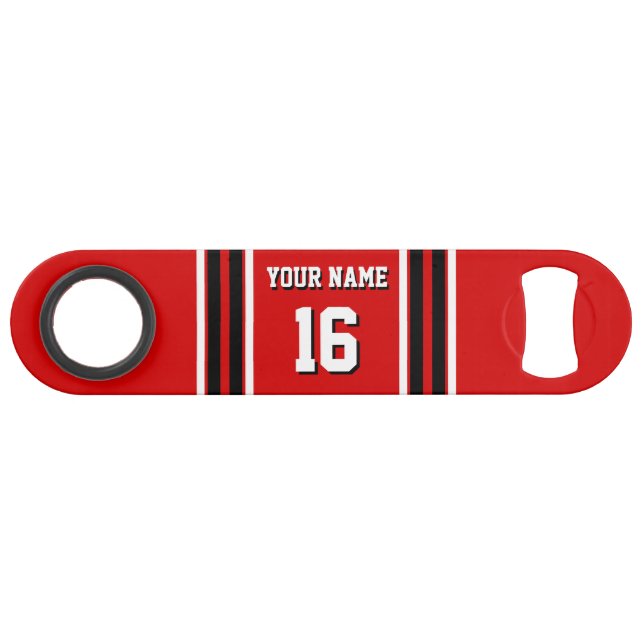 Red Schwarz-weiß Team Jersey Name Speedflaschenöffner (Vorderseite (Horizontal))