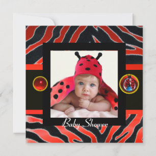 RED SCHWARZ-WEISS ZEBRA FUR ,LADYBUG Fotovorlage Einladung