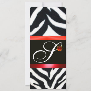 RED SCHWARZ-WEISS ZEBRA FUR MONOGRAM, ruby Einladung