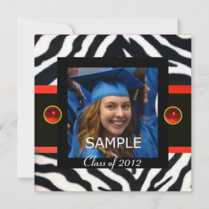 RED SCHWARZ-WEISSE ZEBRA FUR Monogramm Foto-Vorlag Einladung