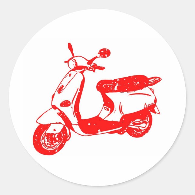 Red Scooter Runder Aufkleber (Vorderseite)